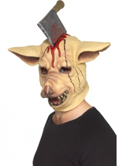 Pig Head Mask With Butcher Knife