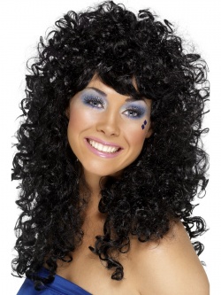 Boogie Babe Wig, Black, Long, Curly 