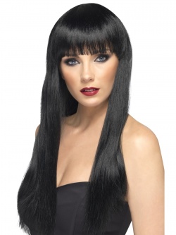 Beauty Wig Black Long Straight with Fringe