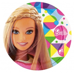 8 Plates Barbie Sparkle Paper
