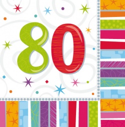 16 Napkins Radiant Birthday 80