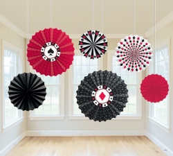 6 Printed Paper Fans Place Your Bets