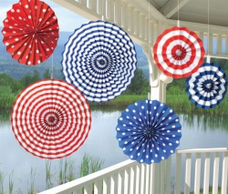 6 Paper Fan Decorations USA