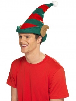 Elf Hat Red & Green with Ears
