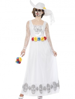 White Day of the Dead Skeleton Bride Costume