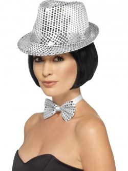 Silver - Sequin Trilby Hat