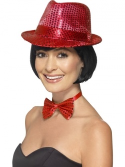 Red - Sequin Trilby Hat
