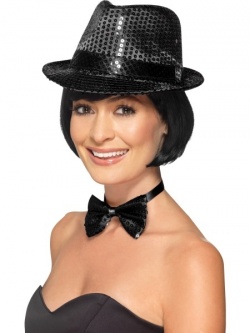 Black - Sequin Trilby Hat