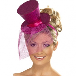 Fever Mini Top Hat on Headband - Pink