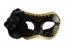 Black Venetian Mask With Black Flower