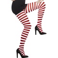 Opaque Tights, Red & White - Striped