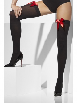 Opaque Hold-Ups, Black - with Red Bow