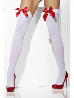 Opaque Hold-Ups, White, with Red Bow