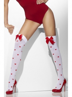 Opaque Hold-Ups, White, with Red Bow 