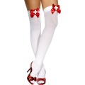 Opaque Hold-Ups, White, with Red Bow 