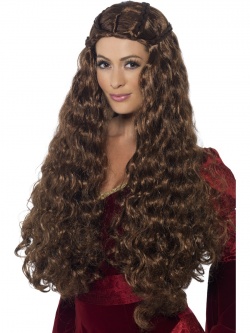 Medieval Princess Wig Brown Extra Long with Plaits