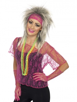 Lace Net Vest Neon Pink