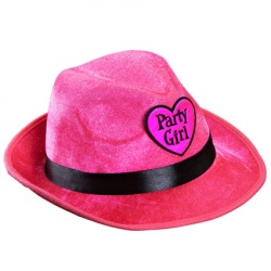 PINK VELVET PARTY GIRL FEDORA