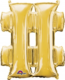 Mini Shape Symbol "#" Gold Foil balloon