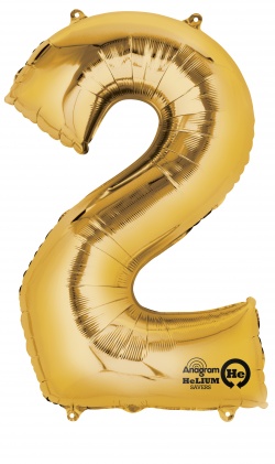 Mini Shape Number "2" Gold Foil balloon