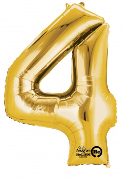 Mini Shape Number "4" Gold Foil balloon