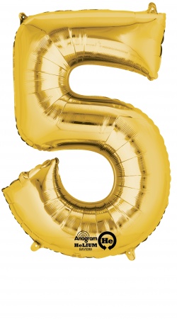 Mini Shape Number "5" Gold Foil balloon