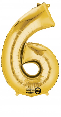 Mini Shape Number "6" Gold Foil balloon