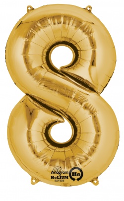 Mini Shape Number "8" Gold Foil balloon