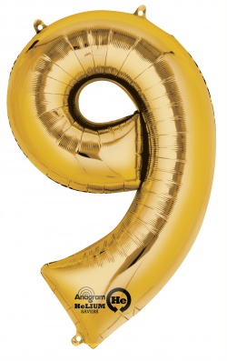 Mini Shape Number "9" Gold Foil balloon