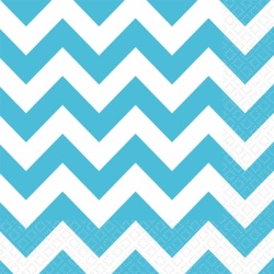 20 Napkins Carribean Blue Chevron