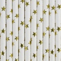 Paper straws - White with gold stars