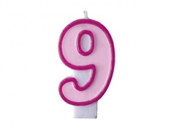 Birthday candle Number 9 - Pink