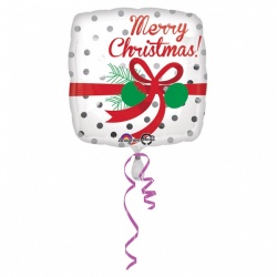 Merry Christmas Silver Dots Foil Balloon