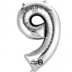 Number "9" Silver Foil Balloon