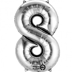 Number "8" Silver Foil Balloon