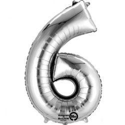 Number "6" Silver Foil Balloon