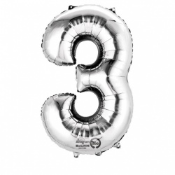 Number "3" Silver Foil Balloon