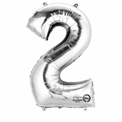 Number "2" Silver Foil Balloon